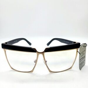 NWT Black & Gold Oversized Rectangular UV 400 Two-Toned Sunglasses